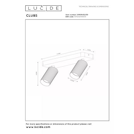 Lucide 09939/02/30 - Bodové svietidlo CLUBS 2xGU10/40W/230V čierna