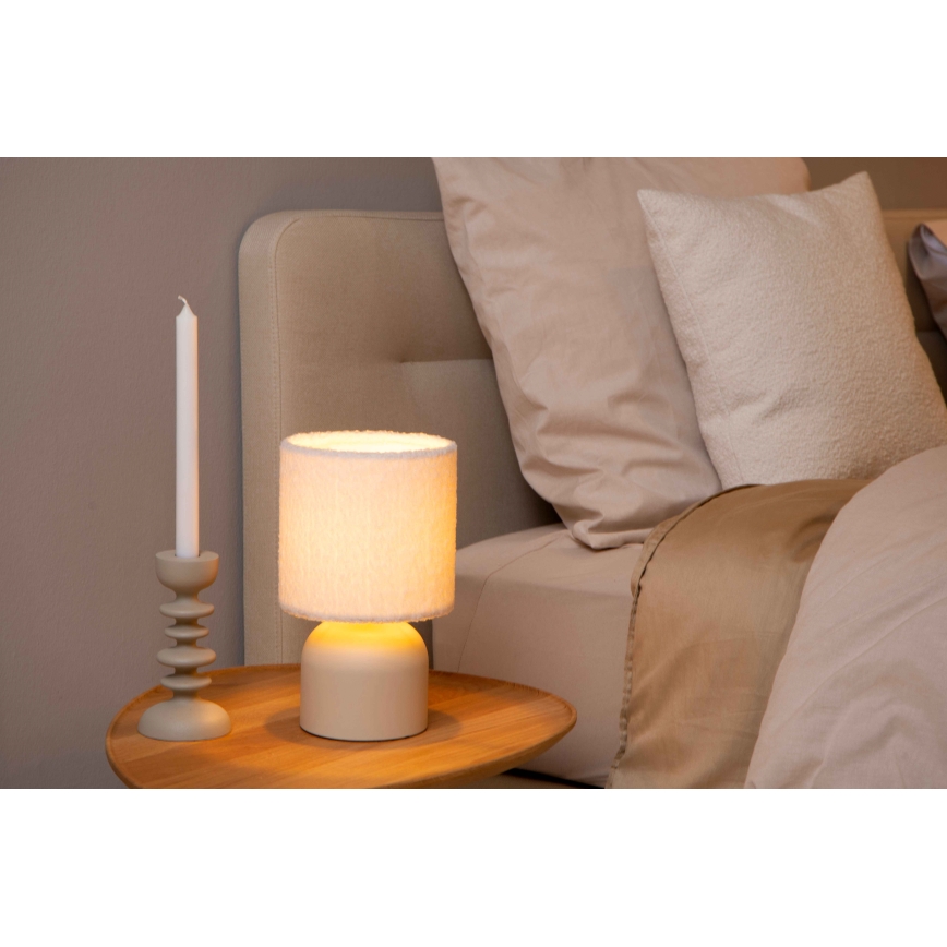 Lucide 10516/01/38 - Stolná lampa WOOLLY 1xE14/40W/230V krémová