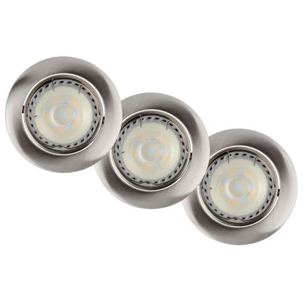 Lucide 11001/15/12 - SADA 3x LED Stmievateľné podhľadové svietidlo FOCUS 1xGU10/5W/230V chróm guľaté