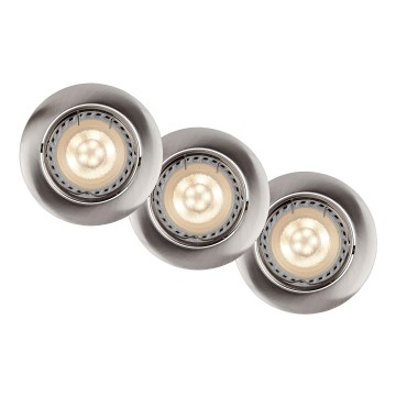 Lucide 11001/15/12 - SADA 3x LED Stmievateľné podhľadové svietidlo FOCUS 1xGU10/5W/230V matný chróm guľaté