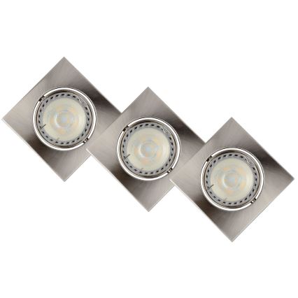 Lucide 11002/15/12 - SADA 3x LED Stmievateľné podhľadové svietidlo FOCUS 1xGU10/5W/230V matný chróm hranaté