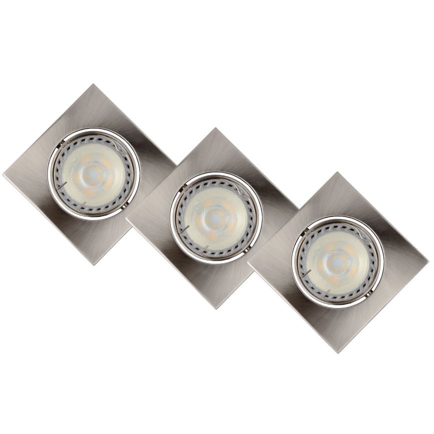 Lucide 11002/15/12 - SADA 3x LED Stmievateľné podhľadové svietidlo FOCUS 1xGU10/5W/230V matný chróm hranaté