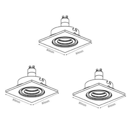 Lucide 11002/15/12 - SADA 3x LED Stmievateľné podhľadové svietidlo FOCUS 1xGU10/5W/230V matný chróm hranaté