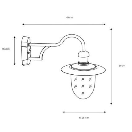 Lucide 11871/01/30 - Vonkajšie nástenné svietidlo ARUBA 1xE27/60W/230V IP44
