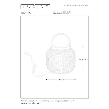 Lucide 13525/01/36 - Stolná lampa SAFIYA 1xE14/25W/230V antracit