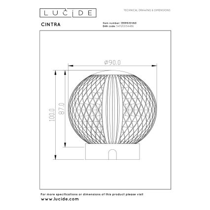 Lucide 13599/01/60 - LED stmievateľná nabíjateľná dotyková stolná lampa CINTRA LED/1,5W/3,7V 1400 mAh