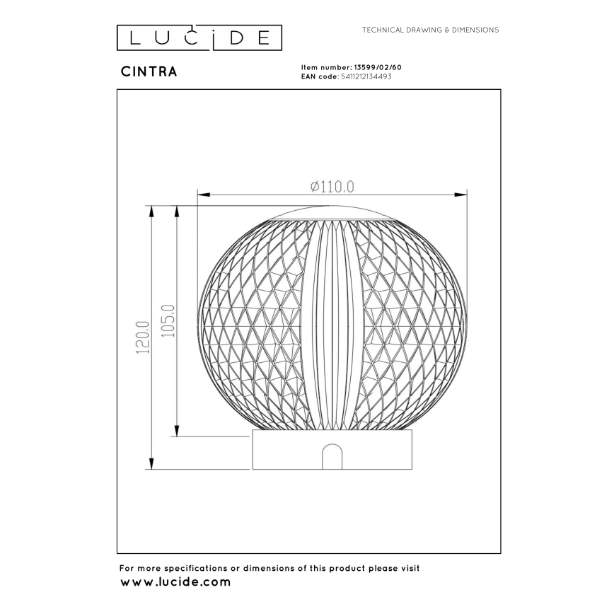 Lucide 13599/02/60 - LED stmievateľná nabíjateľná dotyková stolná lampa CINTRA LED/2W/3,7V 4000 mAh