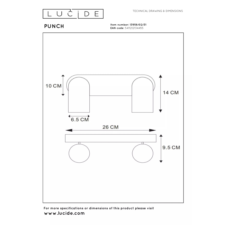 Lucide 13958/02/31 - Bodové svietidlo PUNCH 2xGU10/35W/230V biela