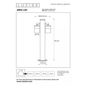 Lucide 14867/10/12 - LED Vonkajšia lampa ARNE-LED 2xGU10/5W/230V matný chróm