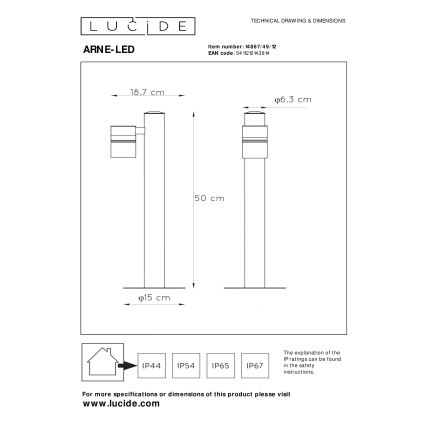 Lucide 14867/49/12 - LED Vonkajšia lampa ARNE-LED 1xGU10/5W/230V matný chróm