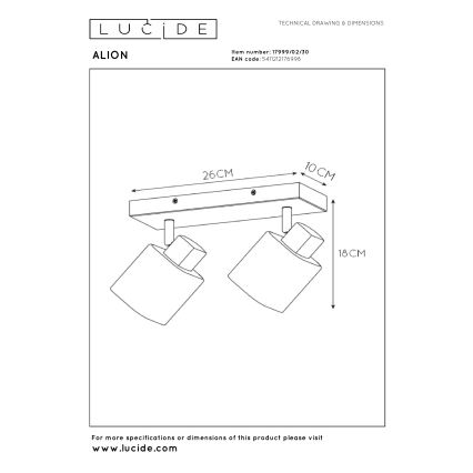 Lucide 17999/02/30 - Bodové svietidlo ALION 2xE14/25W/230V