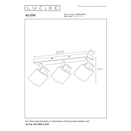 Lucide 17999/03/30 - Bodové svietidlo ALION 3xE14/25W/230V