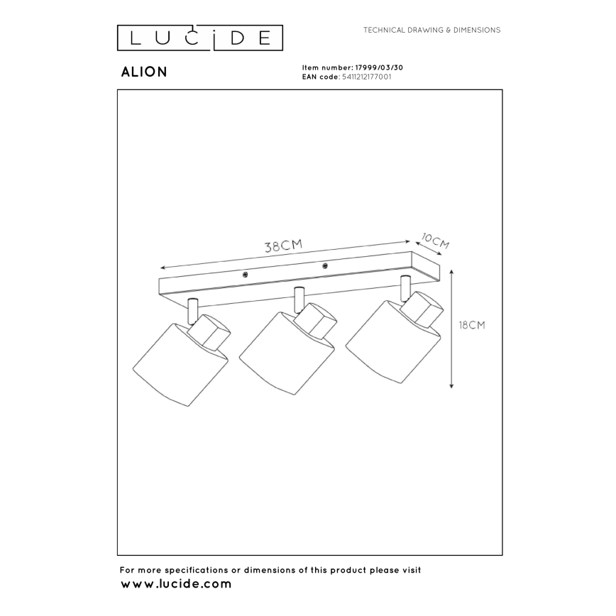 Lucide 17999/03/30 - Bodové svietidlo ALION 3xE14/25W/230V