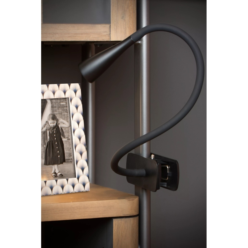 Lucide 18256/03/30 - LED Stmievateľná flexibilná dotyková stolná lampa s klipom ZOZY LED/4W/230V čierna
