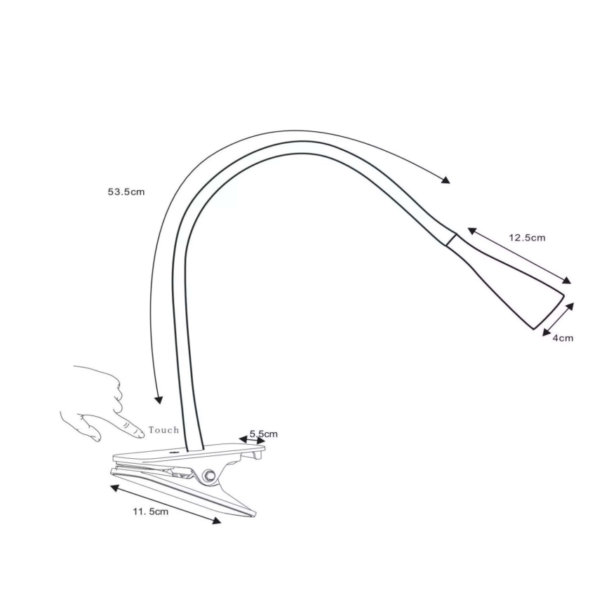 Lucide 18256/03/30 - LED Stmievateľná flexibilná dotyková stolná lampa s klipom ZOZY LED/4W/230V čierna