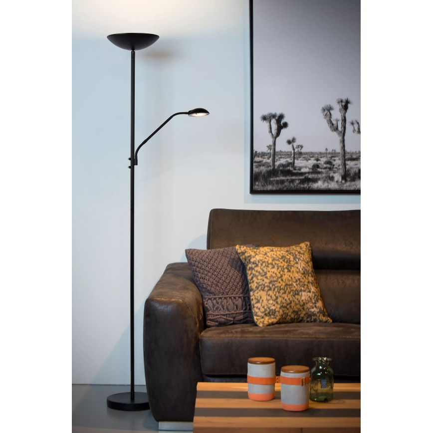 Lucide 19791/24/30 - LED Stmievateľná stojacia lampa ZENITH LED/20W + LED/4W/230V čierna