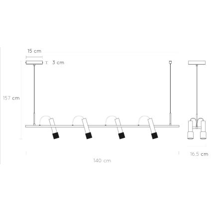 Lucide 20420/20/30 - LED Luster na lanku DUELE 4xLED/5,3W/230V