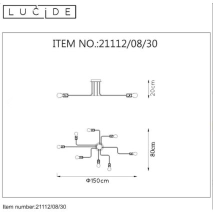 Lucide 21112/08/30 - Prisadený luster LESTER 8xE27/40W/230V