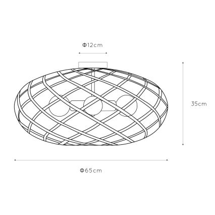 Lucide 21117/65/30 - Stropné svietidlo WOLFRAM 3xE27/60W/230V čierna