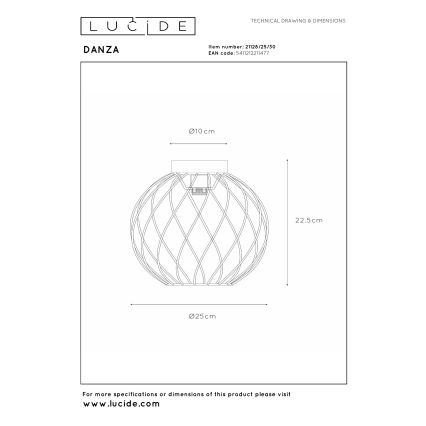 Lucide 21128/25/30 - Stropné svietidlo DANZA 1xE27/40W/230V priemer 25 cm