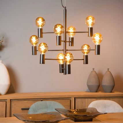 Lucide 21421/10/30 - Závesný luster LEANNE na lane 10xE27/40W/230V