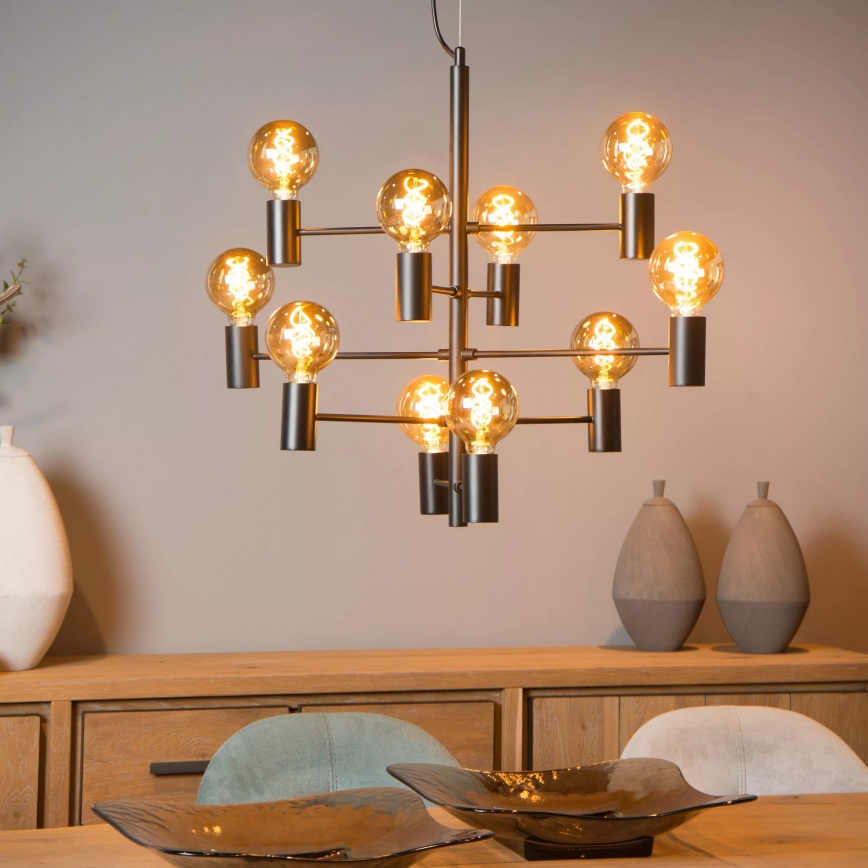 Lucide 21421/10/30 - Závesný luster LEANNE na lane 10xE27/40W/230V