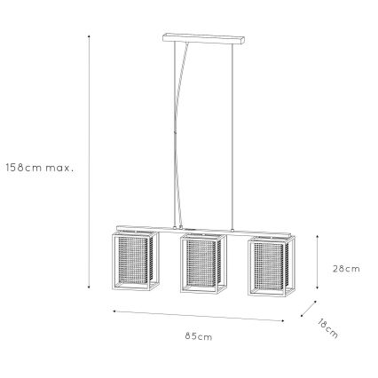 Lucide 21422/03/30 - Luster na lanku SANSA 3xE27/40W/230V