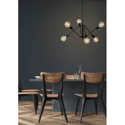 Lucide 21424/06/30 - Luster na lanku LESTER 6xE27/40W/230V čierna