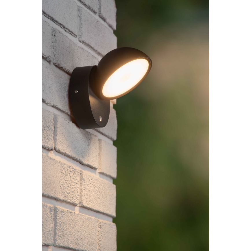 Lucide 22865/12/30 - LED Vonkajšie nástenné svietidlo so súmrakovým senzorom FINN LED/12W/230V IP54 čierna