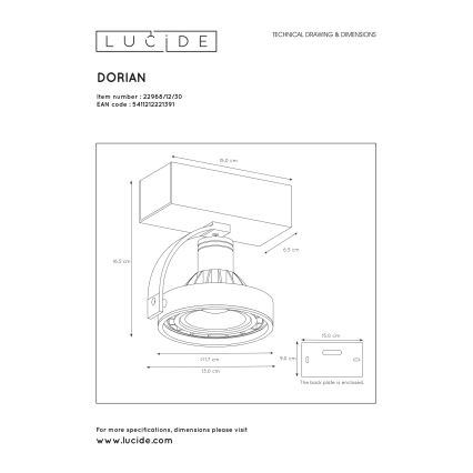 Lucide 22968/12/30 - LED Stmievateľné bodové svietidlo DORIAN 1xGU10/12W/230V