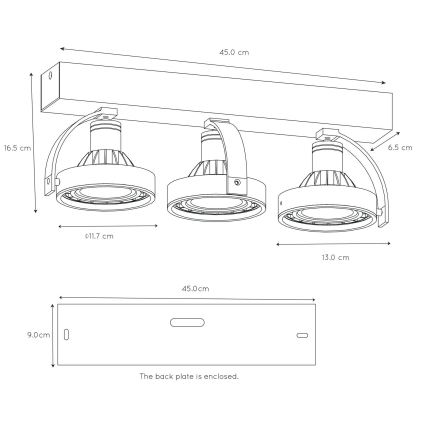 Lucide 22968/36/30 -LED Stmievateľné bodové svietidlo DORIAN 3xGU10/12W/230V čierna