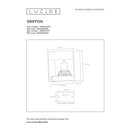 Lucide 22969/12/30 - LED Stmievateľné bodové svietidlo GRIFFON 1xGU10/12W/230V