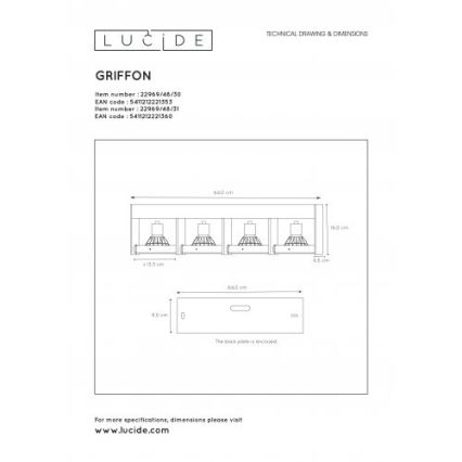 Lucide 22969/48/31 - LED Stmievateľné bodové svietidlo GRIFFON 4xGU10/12W/230V