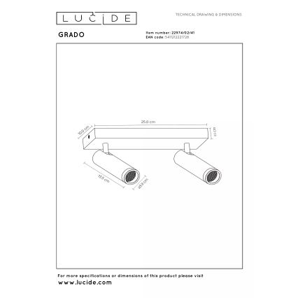 Lucide 22974/02/41 - Bodové svietidlo GRADO 2xGU10/8W/230V béžové