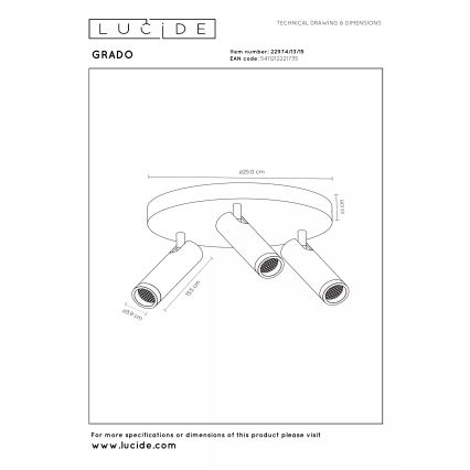 Lucide 22974/13/15 - Bodové svietidlo GRADO 3xGU10/12W/230V hnedá/čierna