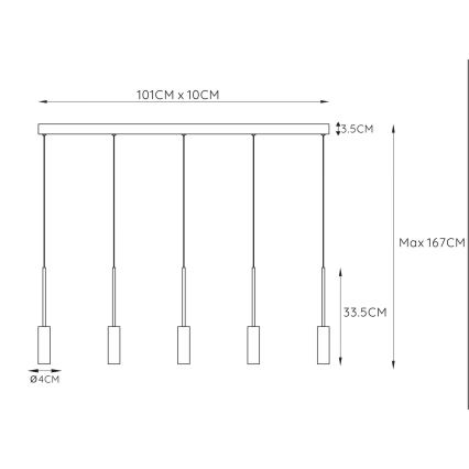 Lucide 24401/35/30 - LED Luster na lanku TUBULE 5xLED/7W/30V