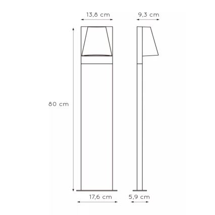 Lucide 29898/80/29 - Vonkajšia lampa LIAM 1xGU10/35W/230V IP44 80 cm antracit