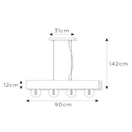 Lucide 30474/04/30 - Luster na lanku SURTUS 4xE27/60W/230V