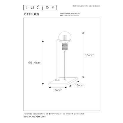 Lucide 30571/01/30 - Stolná lampa OTTELIEN 1xE27/60W/230V