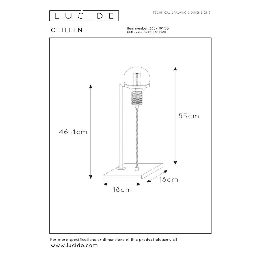 Lucide 30571/01/30 - Stolná lampa OTTELIEN 1xE27/60W/230V