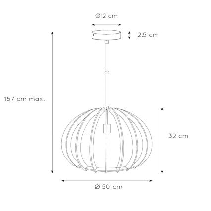 Lucide 34424/50/76 - Závesné svietidlo BOUNDE 1xE27/60W/230V béžová 50 cm