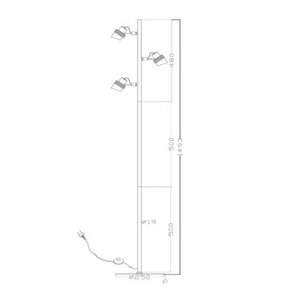 Lucide 34744/03/30 - Stojacia lampa TUNDRAN 3xGU10/5W/230V čierna