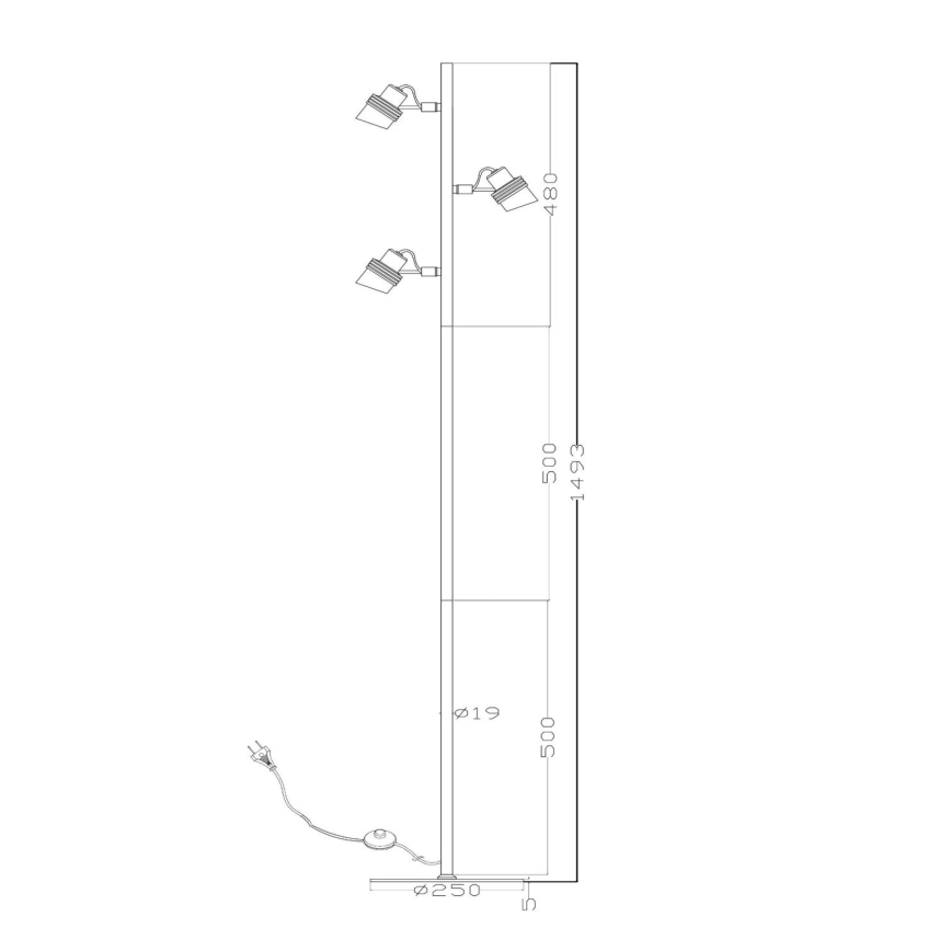 Lucide 34744/03/30 - Stojacia lampa TUNDRAN 3xGU10/5W/230V čierna