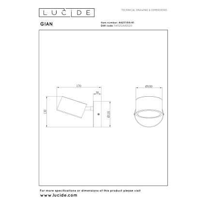Lucide 44217/08/41 - LED stmievateľné nástenné bodové svietidlo GIAN LED/9W/230V béžová