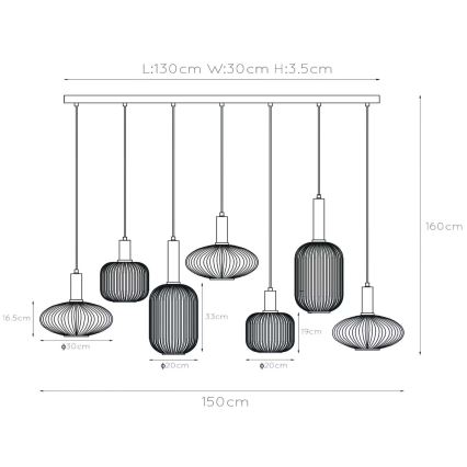 Lucide 45386/07/62 - Luster na lanku MALOTO 7xE27/40W/230V