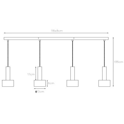 Lucide 45471/04/30 - Luster na lanku TEUN 4xE27/40W/230V