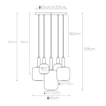 Lucide 45494/15/65 - Luster na lanku JOANET 5xE27/40W/230V