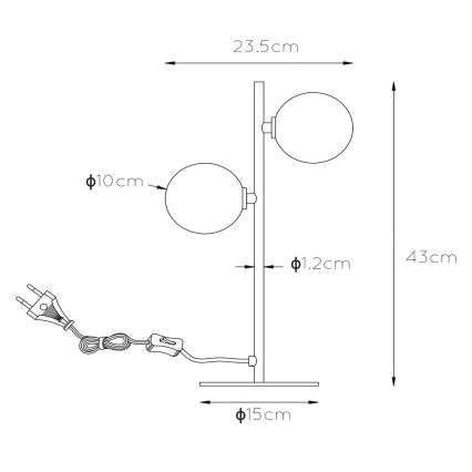 Lucide 45574/02/02 - Stolná lampa TYCHO 2xG9/28W/230V zlatá