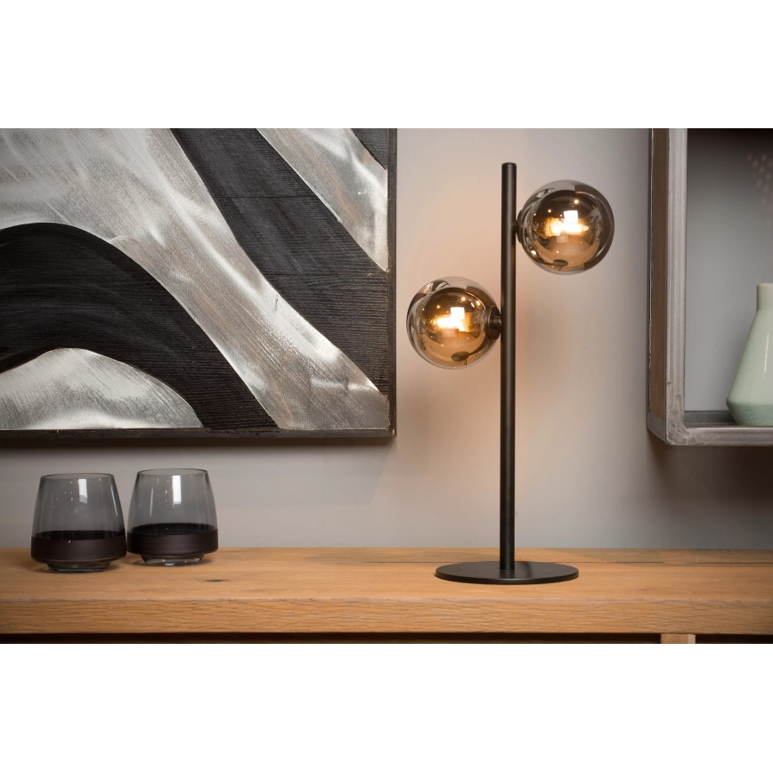 Lucide 45574/02/30 - Stolná lampa TYCHO 2xG9/28W/230V čierna