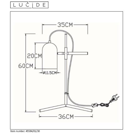 Lucide 45584/01/30 - Stolná lampa EDEK 1xE27/40W/230V čierna